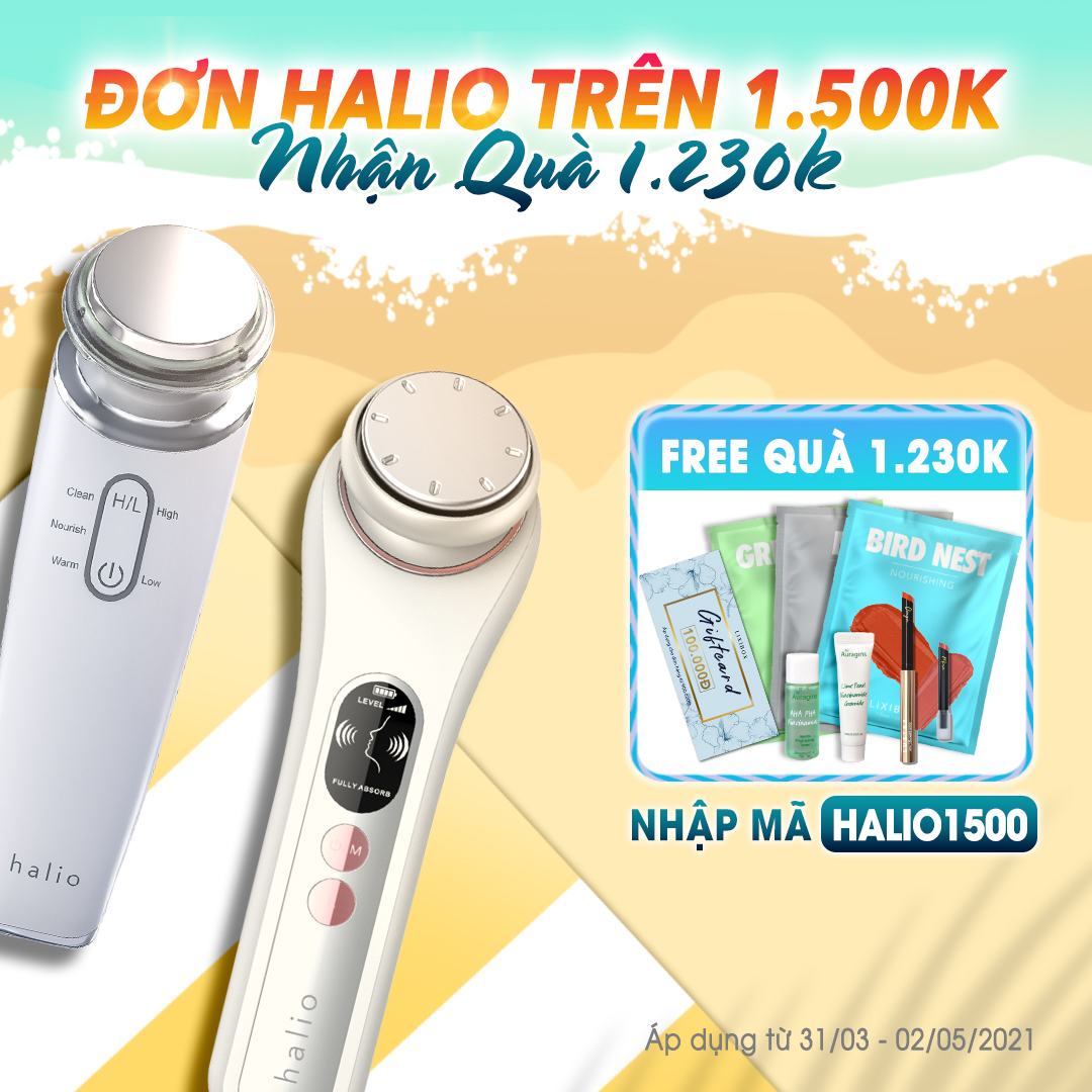 Khuyến mãi hấp dẫn từ Lixibox: Mua sản phẩm Halio trên 1.500K để nhận quà trị giá 1.230K. Nhanh tay nhập mã HALIO1500. Áp dụng từ 31/03 đến 02/05/2021.
