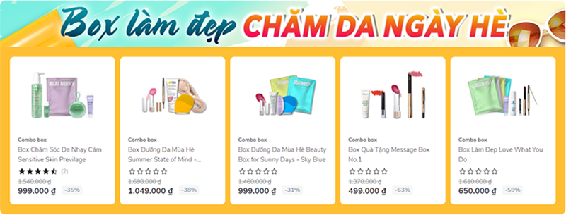 Khám phá các combo box làm đẹp mùa hè hấp dẫn từ Lixibox, bao gồm Box Chăm Sóc Da Nhạy Cảm, Box Dưỡng Da Mùa Hè và nhiều ưu đãi săn deal 1K, freeship, GWP cực chất. Không bỏ lỡ cơ hội săn sale độc đáo tháng 4!