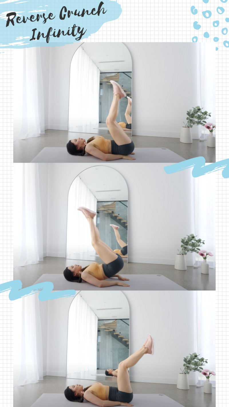 Bài tập Reverse Crunch Infinity giúp bạn sở hữu cơ bụng 11 chuẩn idol Hàn. Tham khảo 5 động tác đơn giản từ Chloe Ting và Emmy Wong để tăng cường sức khỏe và tự tin hơn khi diện croptop, bikini.
