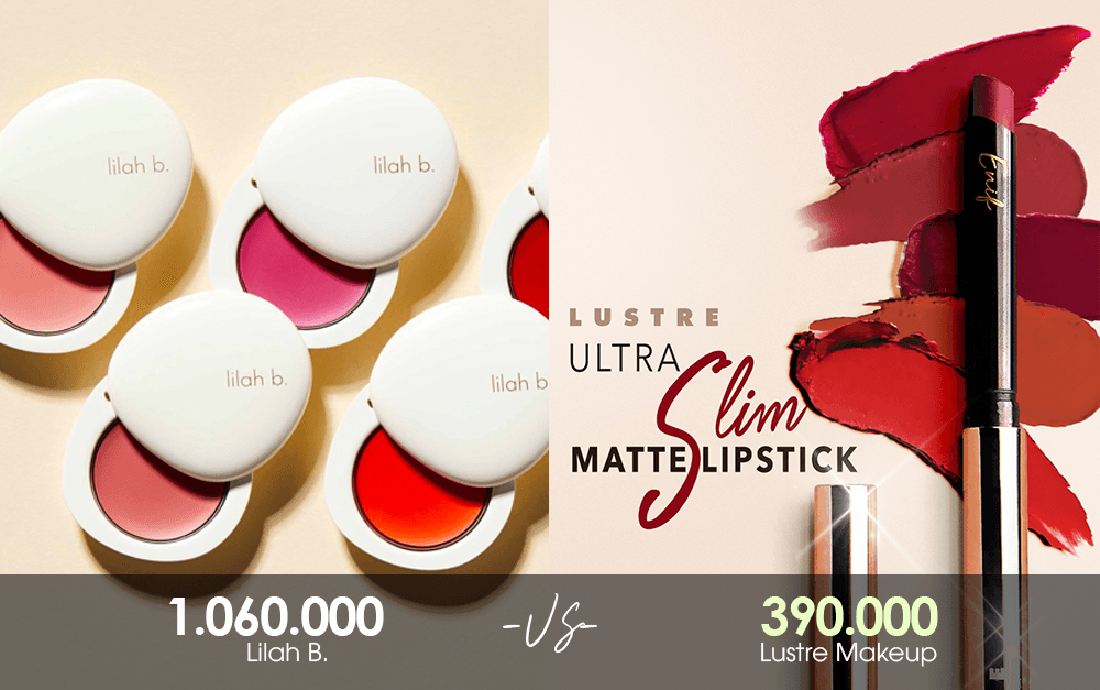 Bảng so sánh giữa các sản phẩm trang điểm Lilah B. và Lustre Makeup, với giá cả và kiểu dáng khác nhau, thể hiện thói quen tiêu dùng của thế hệ Millennials - một tình huống không nghèo nhưng vẫn luôn thiếu thốn.