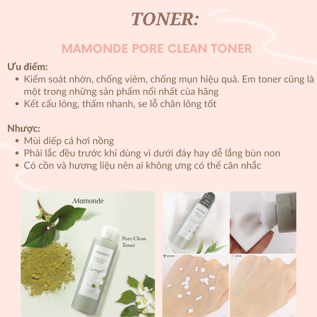 Toner Mamonde Pore Clean giúp kiểm soát nhờn, chống viêm và mụn hiệu quả. Lợi ích và nhược điểm được nêu rõ, giúp người dùng dễ dàng lựa chọn sản phẩm chăm sóc da phù hợp với da dầu mụn.