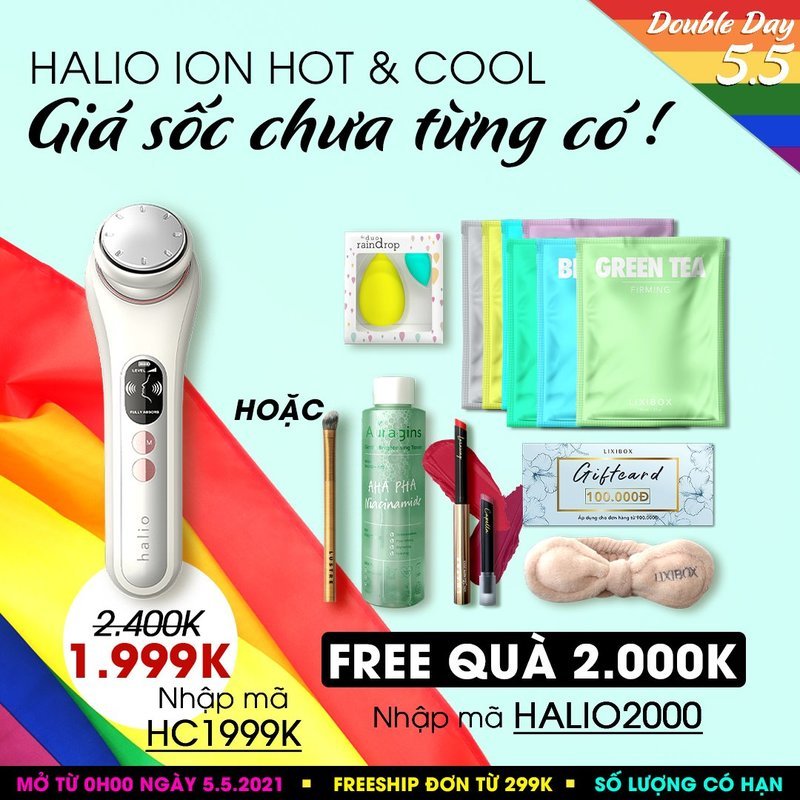 Giảm giá sốc cho sản phẩm HALIO ION HOT & COOL với giá chỉ 1.999K; nhận quà tặng lên tới 2.000K và nhiều deal hấp dẫn khác từ Lixibox. Không thể bỏ lỡ GWP tháng 5, đồng hành cùng Lixibox 9.9!