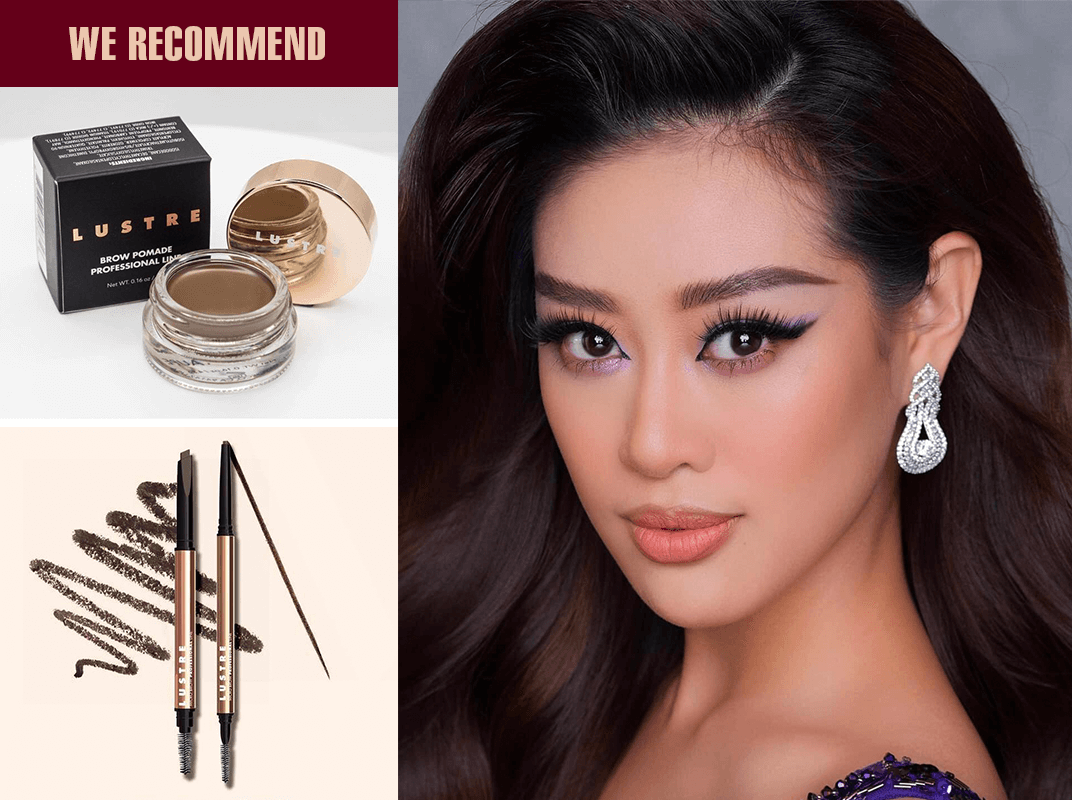 Chân dung Hoa hậu Khánh Vân, Top 21 Miss Universe 2021, với phong cách makeup nổi bật. Các sản phẩm trang điểm bao gồm bút chì kẻ mày và son môi Lustre. Khánh Vân thu hút với đường nét sắc sảo cùng thần thái tự tin, tạo động lực cho phái đẹp Tham khảo 3 mẹo makeup để tỏa sáng như Hoa hậu.