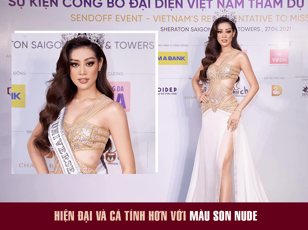 Hoa hậu Khánh Vân tại sự kiện tiễn đưa, nổi bật với phong cách hiện đại và cá tính. Bài viết chia sẻ 3 mẹo makeup đơn giản cùng với màu son nude nổi bật giúp bạn tự tin như Khánh Vân, top 21 Miss Universe 2020 từ Việt Nam.