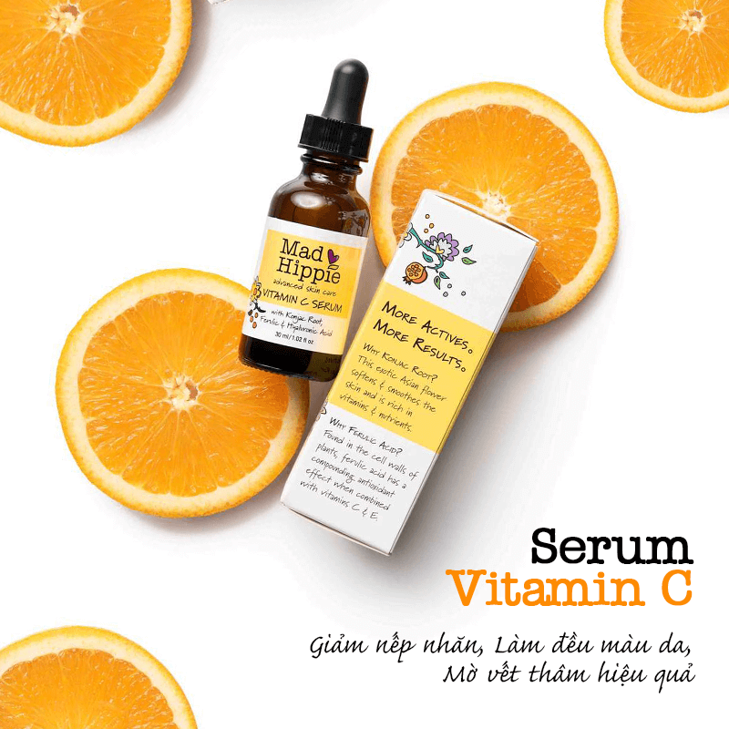 Serum Vitamin C của Mad Hippie giúp giảm nếp nhăn và làm đều màu da với công thức thiên nhiên. Thương hiệu indie này nổi bật nhờ chất lượng sản phẩm và cam kết an toàn cho làn da.
