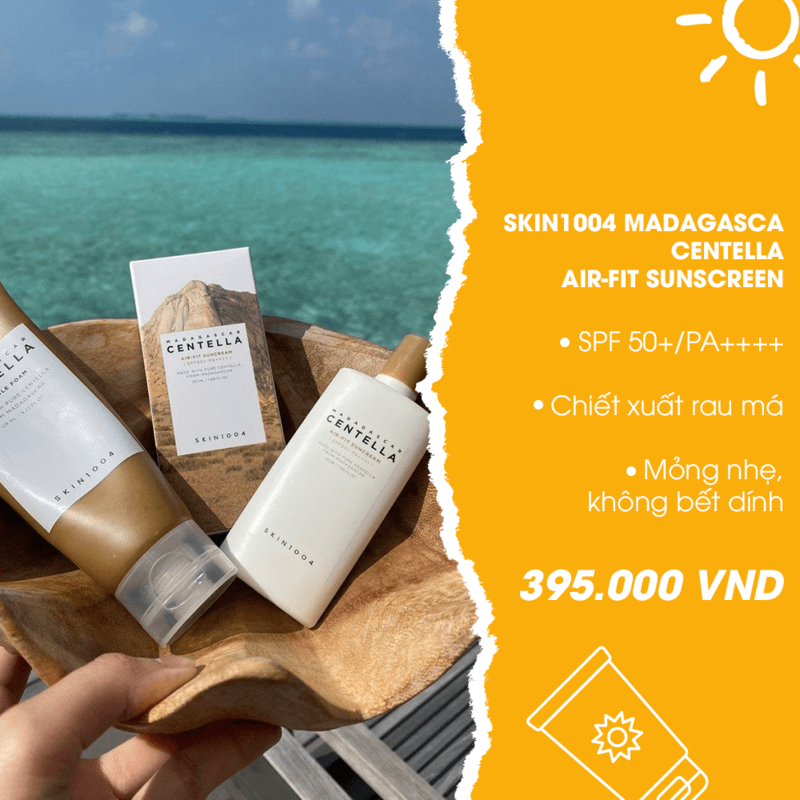Bài viết hướng dẫn cách chọn kem chống nắng Hàn Quốc, với sản phẩm Skin1004 Madagascar Centella Air-Fit Sunscreen. Thông tin về SPF 50+/PA++++, chiết xuất rau má, hiệu ứng mỏng nhẹ không bết dính, giá 395.000 VND. Khám phá sự cần thiết của skincare và lựa chọn kem chống nắng an toàn.