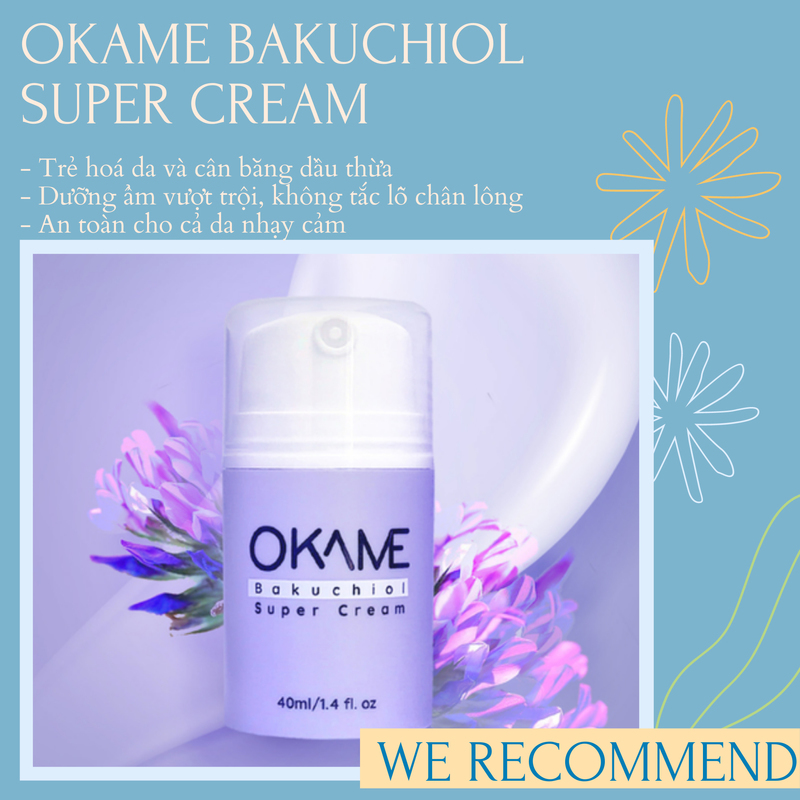OKAME Bakuchiol Super Cream là sản phẩm dưỡng ẩm, giúp da dầu cân bằng độ ẩm và cải thiện tình trạng da. Đây là sự lựa chọn an toàn cho làn da nhạy cảm, khuyến nghị cho quy trình chăm sóc da dầu.