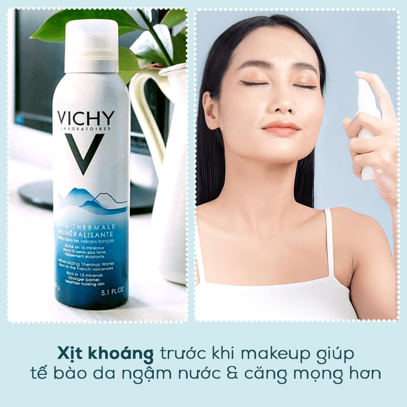 Xịt khoáng trước khi makeup giúp tế bào da ngậm nước & căng mọng hơn. Hướng dẫn từ Youtuber nổi tiếng giúp bạn khắc phục tình trạng da khô mốc, dưỡng ẩm nền nước giúp làn da luôn đẹp.