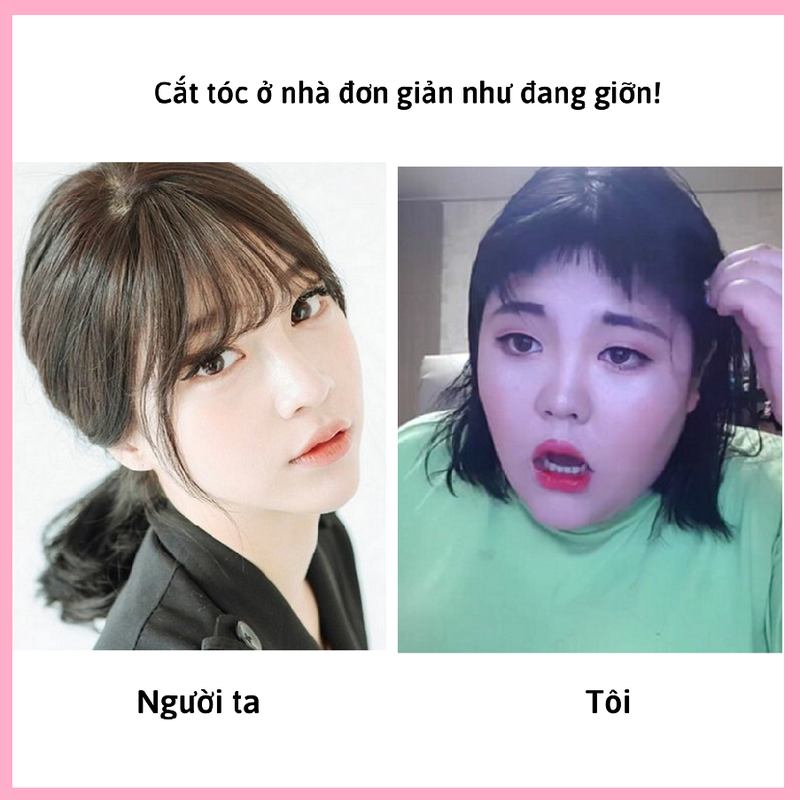 Cắt tóc ở nhà đơn giản như đang giỡn! Hình ảnh so sánh về kiểu tóc của hai người, một người có kiểu tóc gọn gàng và người còn lại có kiểu tóc tự nhiên, phản ánh sự sáng tạo trong làm đẹp và chăm sóc bản thân trong thời gian giãn cách xã hội.