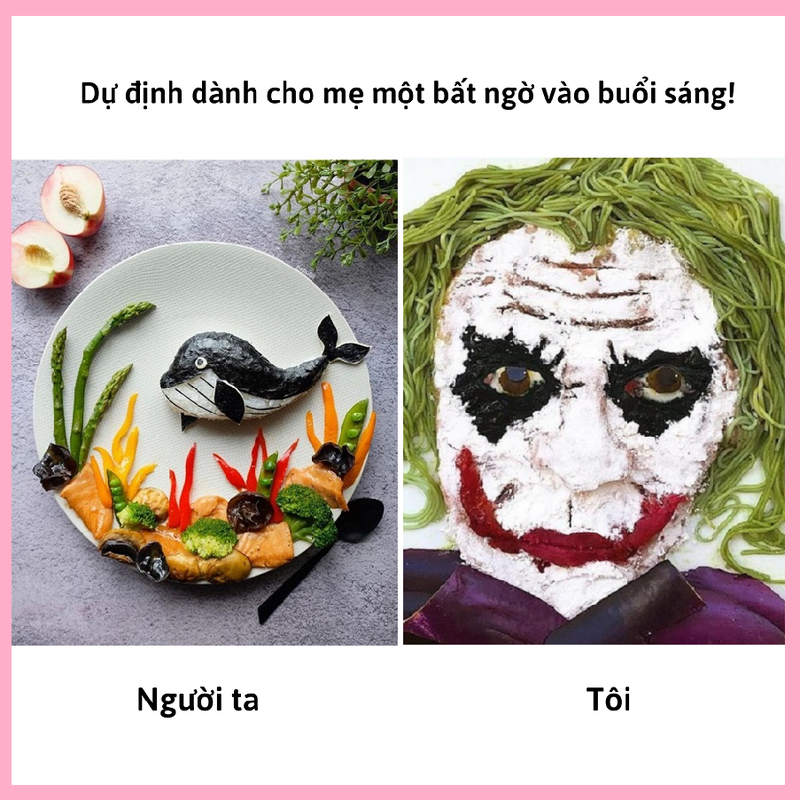 Món ăn đẹp mắt và sáng tạo dành cho buổi sáng, hình ảnh chế biến từ thực phẩm tạo thành các nhân vật và hình dáng thú vị, khuyến khích làm đẹp và tự chăm sóc bản thân trong thời gian giãn cách xã hội.