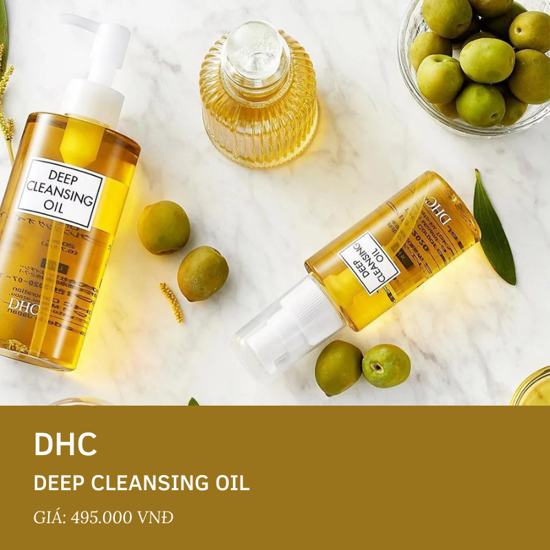 Dầu tẩy trang DHC Deep Cleansing Oil, giá 495.000 VNĐ, là sản phẩm tẩy trang bình dân hiệu quả, làm sạch bụi bẩn và bã nhờn. Thích hợp cho chu trình skincare hàng ngày, giúp ngăn ngừa mụn.
