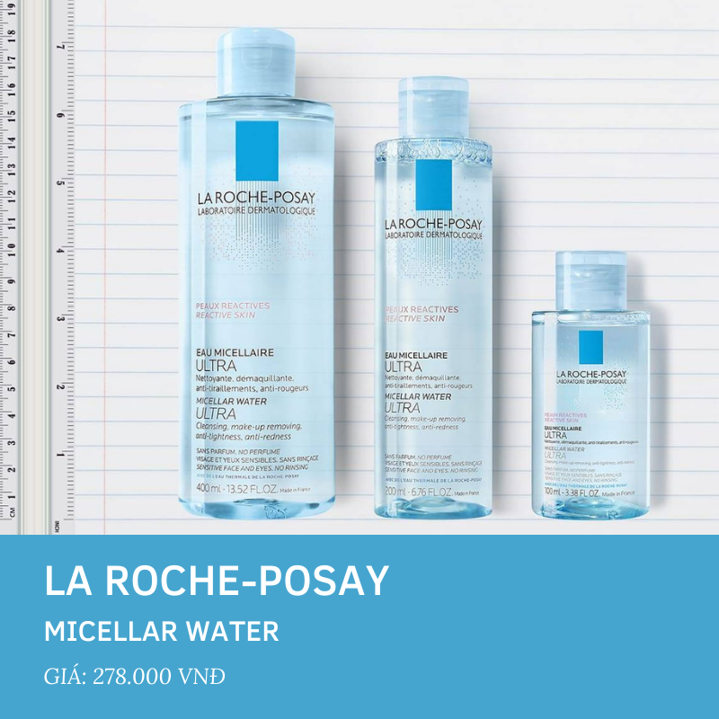 Sản phẩm tẩy trang La Roche-Posay, bao gồm 3 kích cỡ, giúp làm sạch tối ưu mà không gây mụn. Với giá 278.000 VNĐ, đây là lựa chọn skincare hàng đầu cho làn da nhạy cảm. Đừng bỏ qua những ưu điểm vượt trội của sản phẩm này!