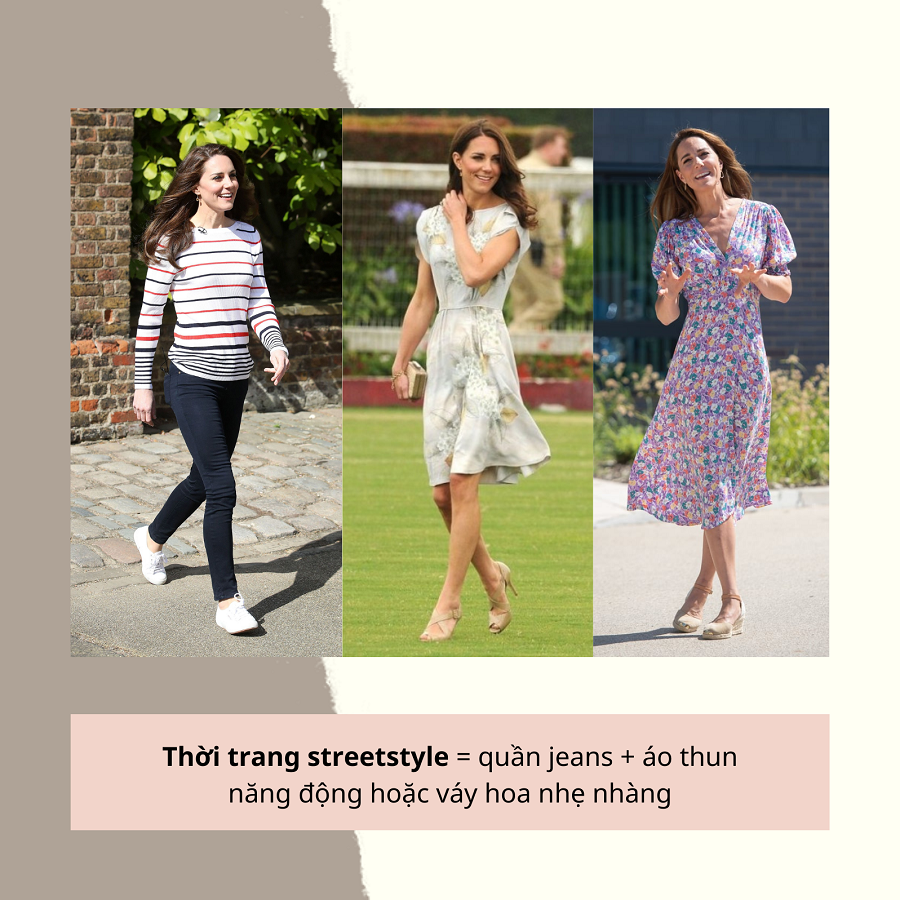 Công nương Kate Middleton thể hiện phong cách thời trang hoàng gia qua những bộ trang phục giản dị, từ quần jeans, áo thun đến các mẫu váy hoa nổi bật. Tham gia tiêm vaccine, công nương khẳng định nhan sắc với trang điểm tự nhiên.