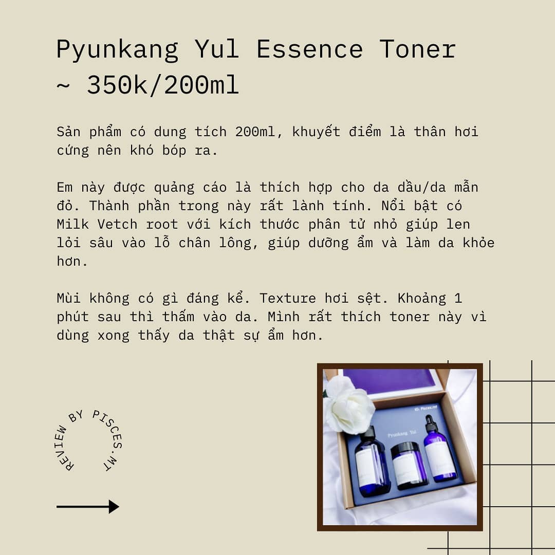 Bài viết đánh giá 4 loại essence và toner giúp cấp ẩm cho da từ thương hiệu Pyunkang Yul. Sản phẩm công bố trải nghiệm cá nhân, ưu điểm của tinh chất và cách sử dụng hiệu quả trước khi chống nắng.