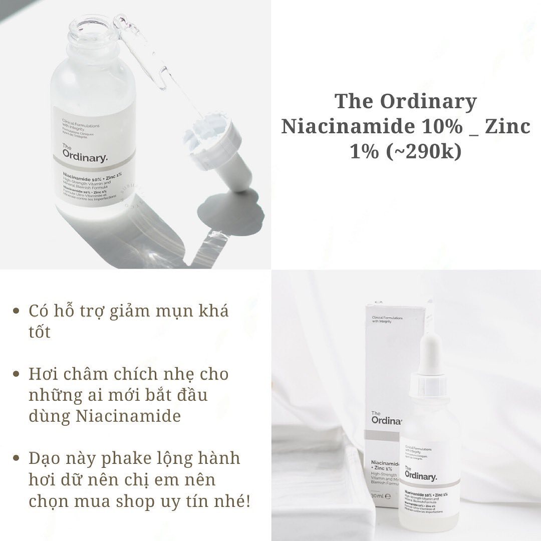 Review sản phẩm The Ordinary Niacinamide 10% _ Zinc 1% (~290k), hỗ trợ giảm mụn tốt, phù hợp cho người mới bắt đầu sử dụng Niacinamide. Phản hồi từ thực tế giúp chị em lựa chọn mua sắm sản phẩm uy tín.