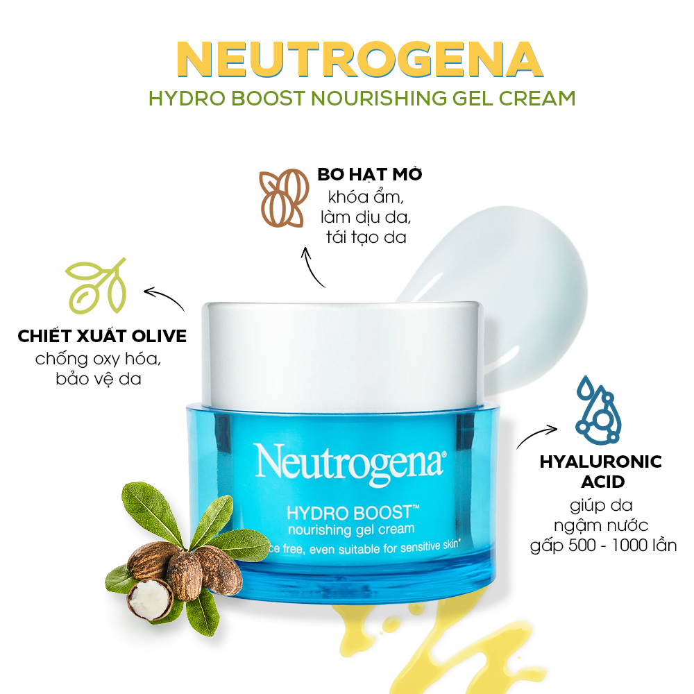 Gel dưỡng ẩm Neutrogena Hydro Boost giúp cấp nước sâu, với chiết xuất olive và hyaluronic acid. Giải pháp lý tưởng cho làn da mùa hè, giữ ẩm và làm dịu da hiệu quả suốt 24h. Phù hợp cho da dầu, mang lại cảm giác thoải mái.