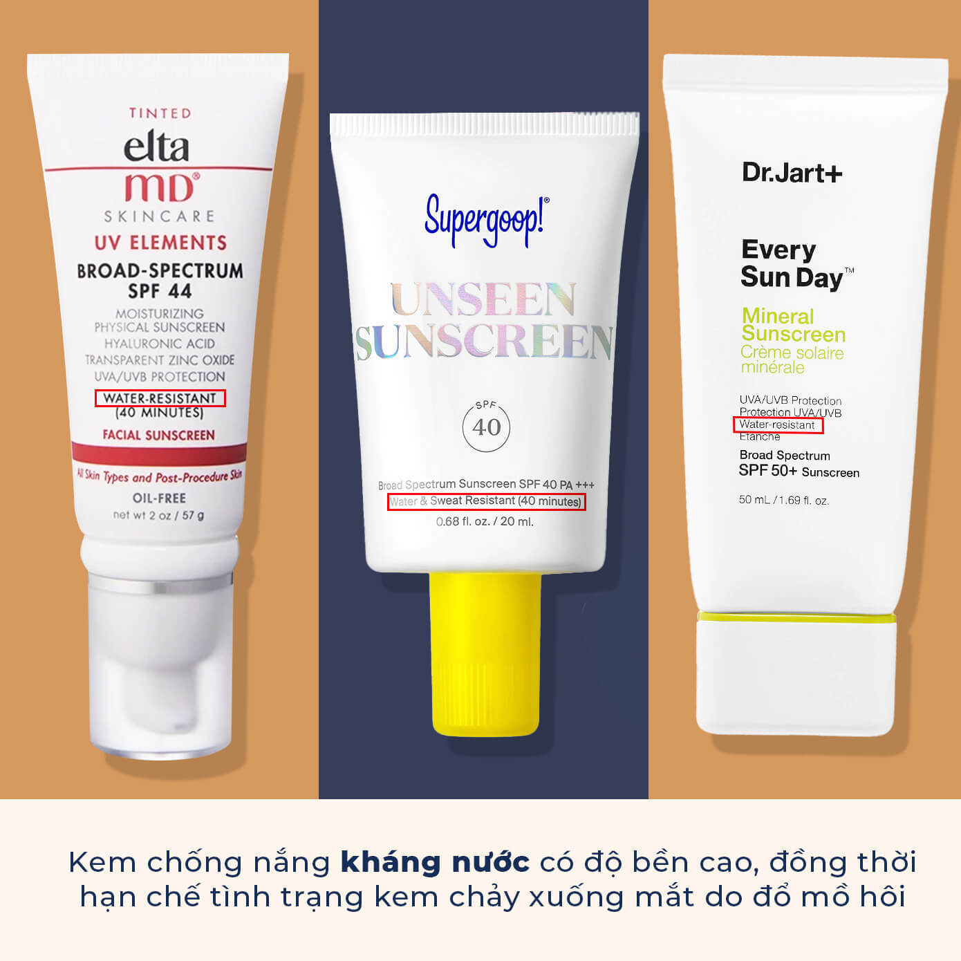 Ba sản phẩm kem chống nắng dành cho vùng mắt với công dụng và chỉ số SPF khác nhau. Hình ảnh minh họa cho những tranh luận xoay quanh việc sử dụng kem chống nắng cho da nhạy cảm, cụ thể là vùng mắt. Bài viết đề cập đến lợi ích và nhược điểm của việc này.