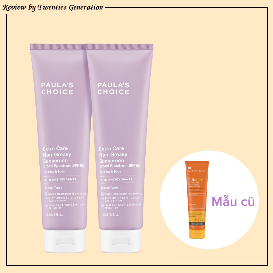 Review kem chống nắng Paula’s Choice - Extra Care Non-Greasy Sunscreen SPF 50, sản phẩm chống nắng cho cả mặt và body. Mình chia sẻ trải nghiệm và lý do lựa chọn kem này trong bài viết. Kem chống nắng Paula's Choice có tốt không? Xem ngay!