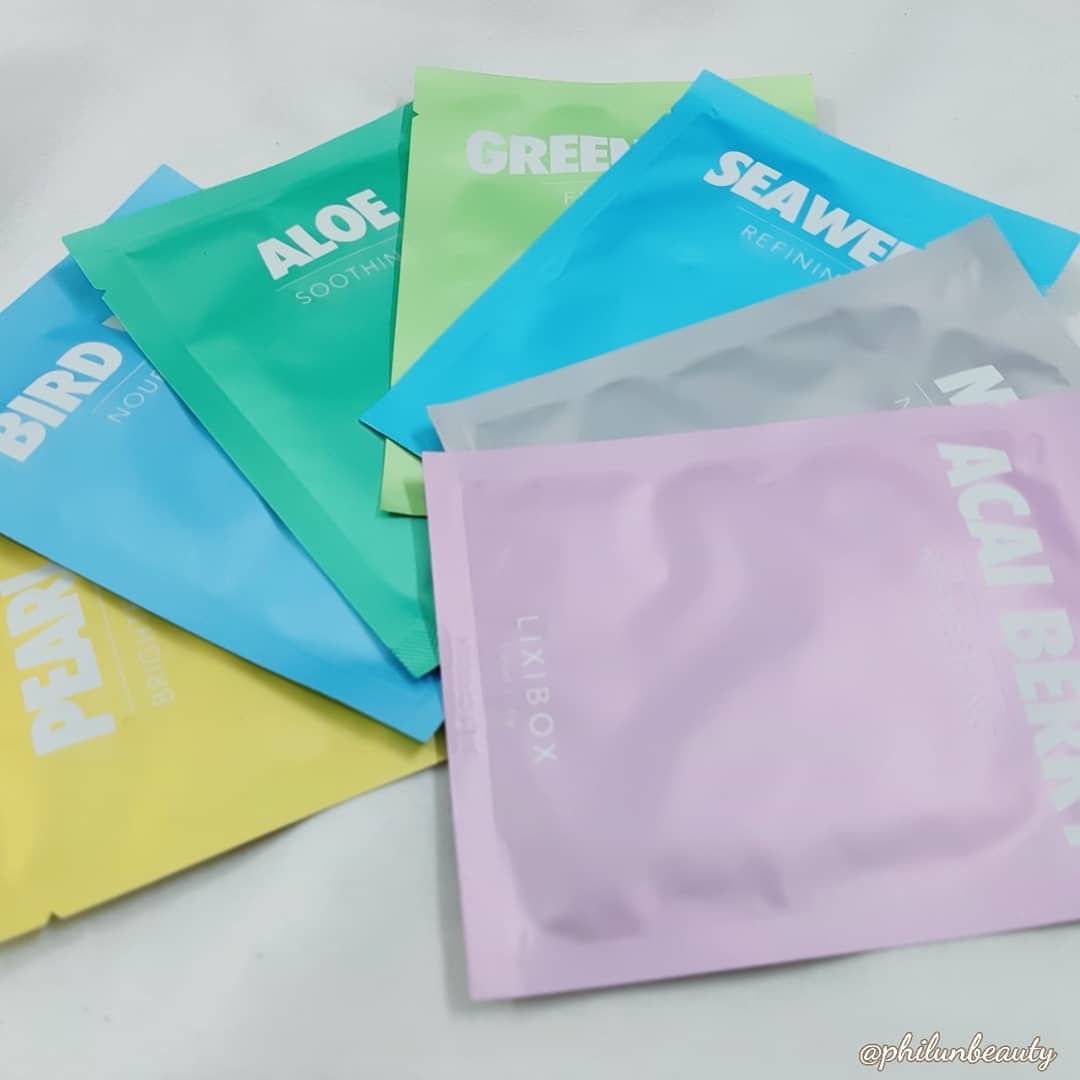Bộ sưu tập mặt nạ Lixibox gồm 7 loại: Aloe, Green, Seaweed, Bird, Pearl, Acai Berry, và loại khác. Sản phẩm mặt nạ giấy dưỡng da này được review tích cực cho hiệu quả chăm sóc da hàng ngày.