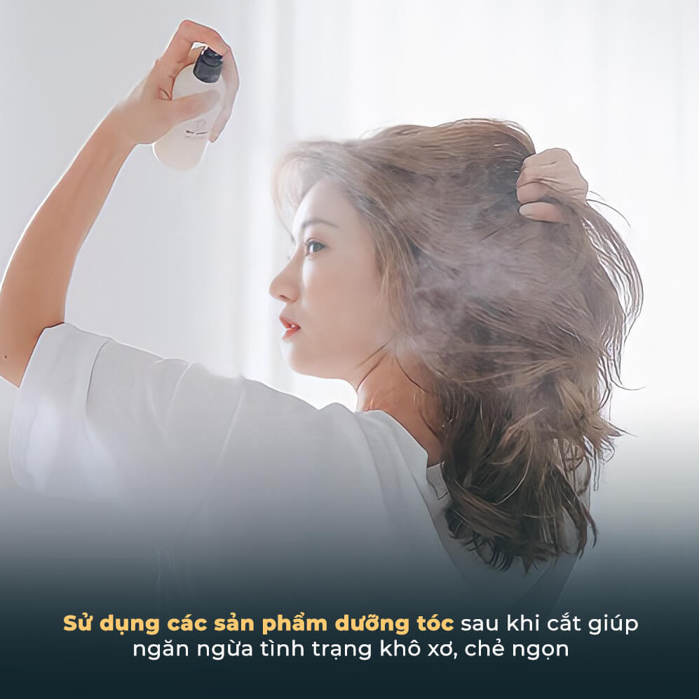 Sử dụng các sản phẩm dưỡng tóc sau khi cắt giúp ngăn ngừa tình trạng khô xơ, chẻ ngọn. Bài viết chia sẻ các tips cắt tóc tại nhà để tránh "khóc ròng" trong mùa dịch.