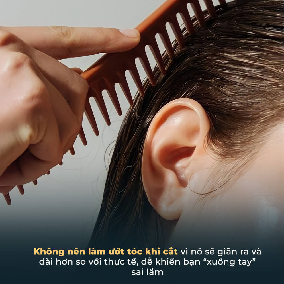 Không nên làm ướt tóc khi cắt vì nó sẽ giãn ra và dài hơn so với thực tế, dễ khiến bạn “xuống tay” sai lầm. Những mẹo cắt tóc tại nhà để tránh khóc ròng.