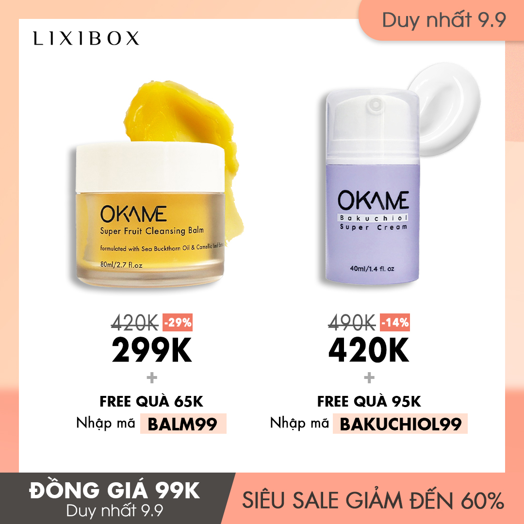 Siêu deal 9.9 với Halio, giảm đến 38% cho sản phẩm làm đẹp. OKAME Super Fruit Cleansing Balm chỉ 299K, Bakuchiol Super Cream 420K. Áp dụng mã giảm giá để nhận quà, số lượng siêu hạn chế!