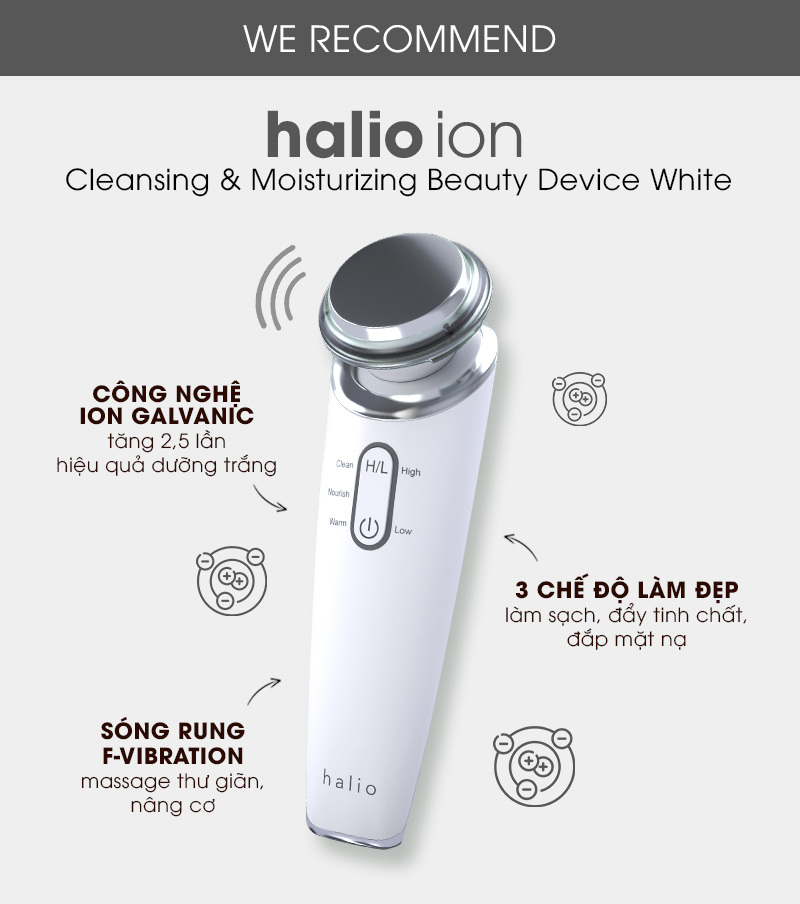 Khám phá máy rửa mặt Halio Sensitive với công nghệ ion Galvanic nâng cao hiệu quả làm sạch, thích hợp cho làn da nhạy cảm, giúp làm sạch mụn đầu đen hiệu quả và an toàn.