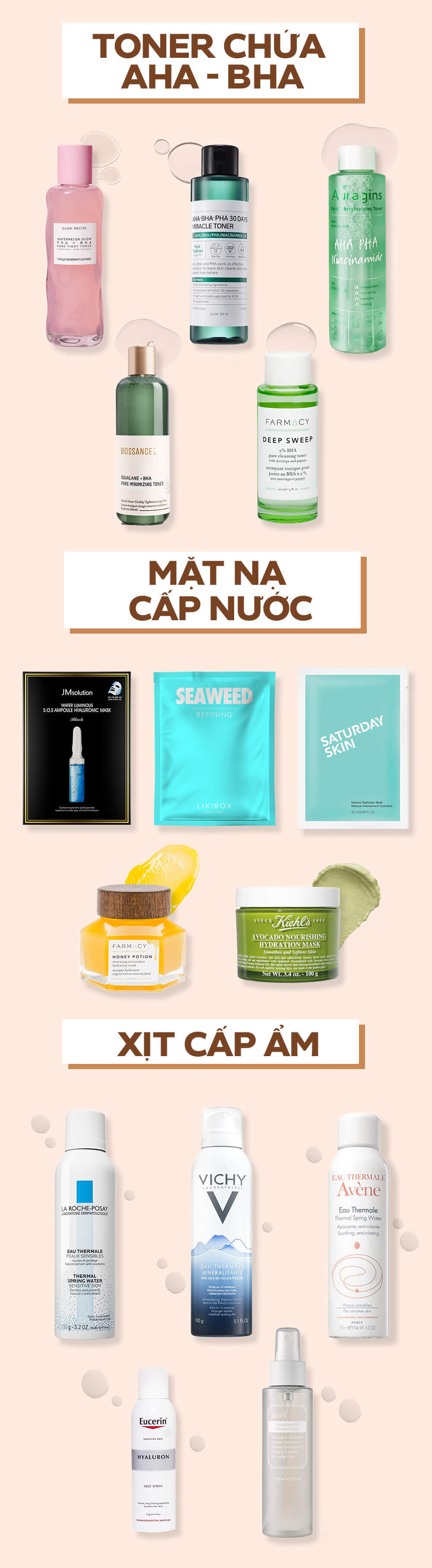 Bài viết về mẹo dưỡng da vào buổi sáng giúp làm sáng và cấp ẩm cho làn da khô ráp, xỉn màu; bao gồm các sản phẩm toner AHA-BHA, mặt nạ cấp nước và xịt cấp ẩm từ GWP Vietnam.