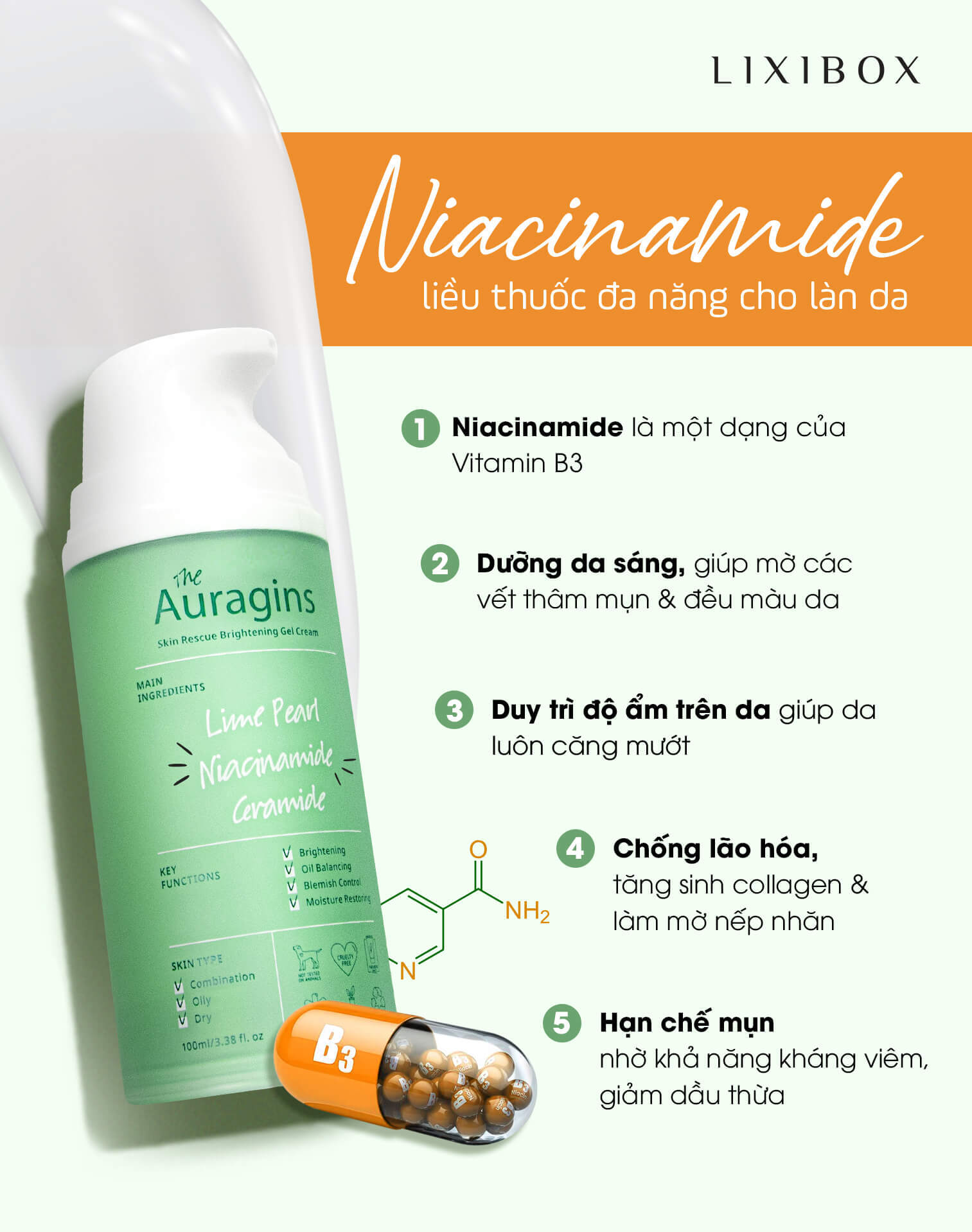 Bài viết giới thiệu về Niacinamide, một thành phần dưỡng da đắt giá với công dụng dưỡng trắng, chống lão hóa, và ngừa mụn, giúp làm sáng da, giữ ẩm và cải thiện tình trạng da lão hóa, xỉn màu hiệu quả.