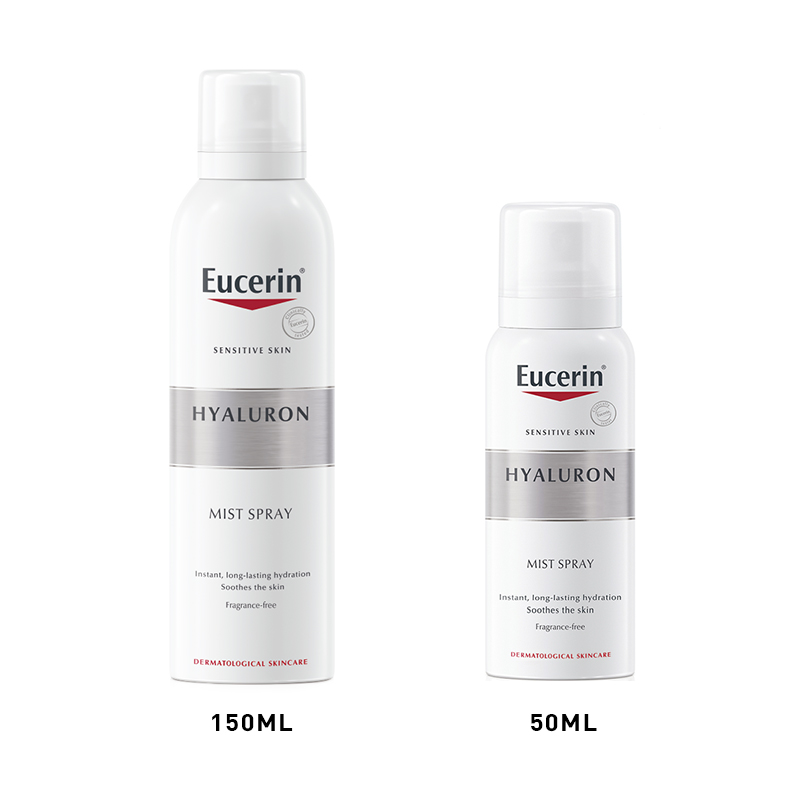 Xịt khoáng Eucerin Hyaluron Mist Spray với tính năng cấp ẩm tức thì và giúp làm dịu da nhạy cảm. Bài review cho thấy sản phẩm là "Must Have Item" cho cô nàng văn phòng, giải quyết tình trạng da khô do máy lạnh.