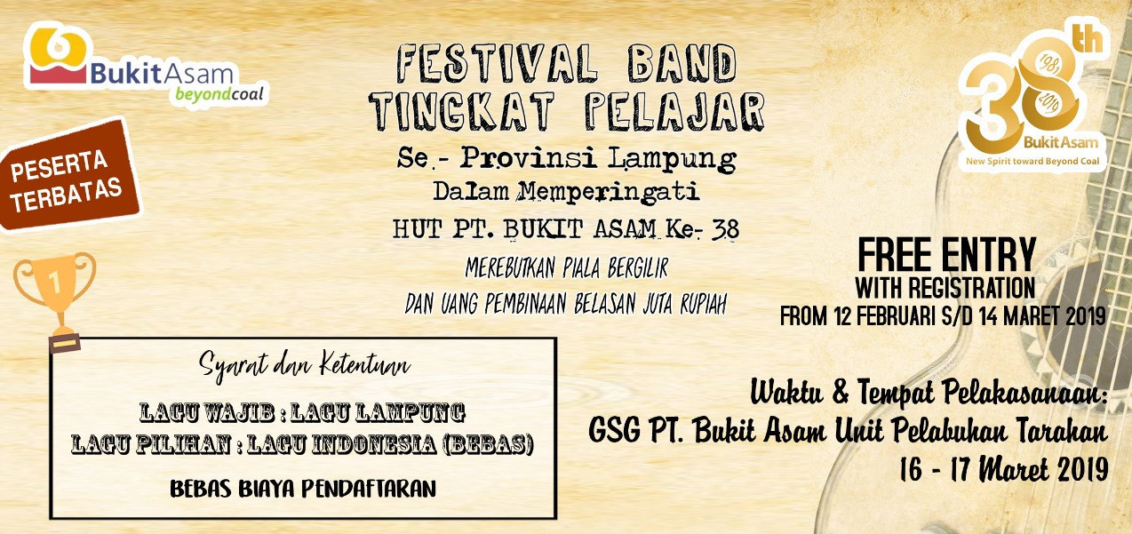 Festival Band Tingkat Pelajar Hut Pt Bukit Asam Tbk Ke 39 Loket Com