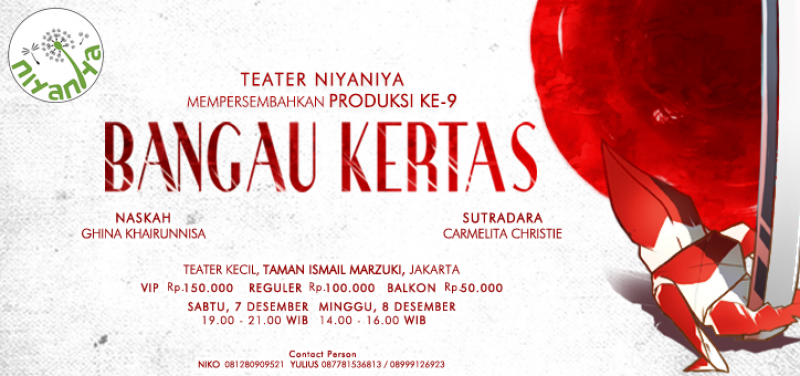 Jual Tiket Pementasan Teater Tunggal Ke 9 Bangau Kertas