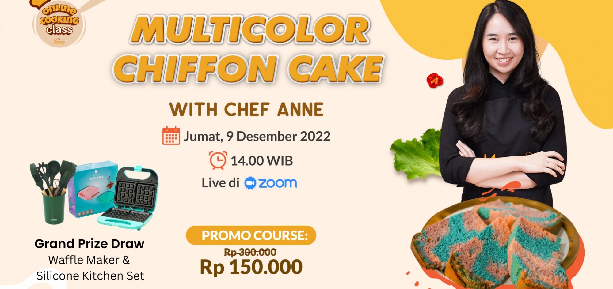 Jual Tiket Yummy Online Cooking Class Multicolor Chiffon Cake