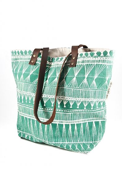 Green Printed Tote