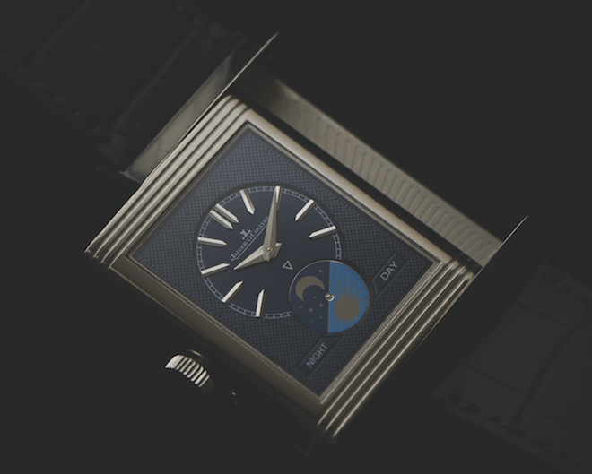 The Jaeger-LeCoultre Reverso Tribute Moon's dark blue dial