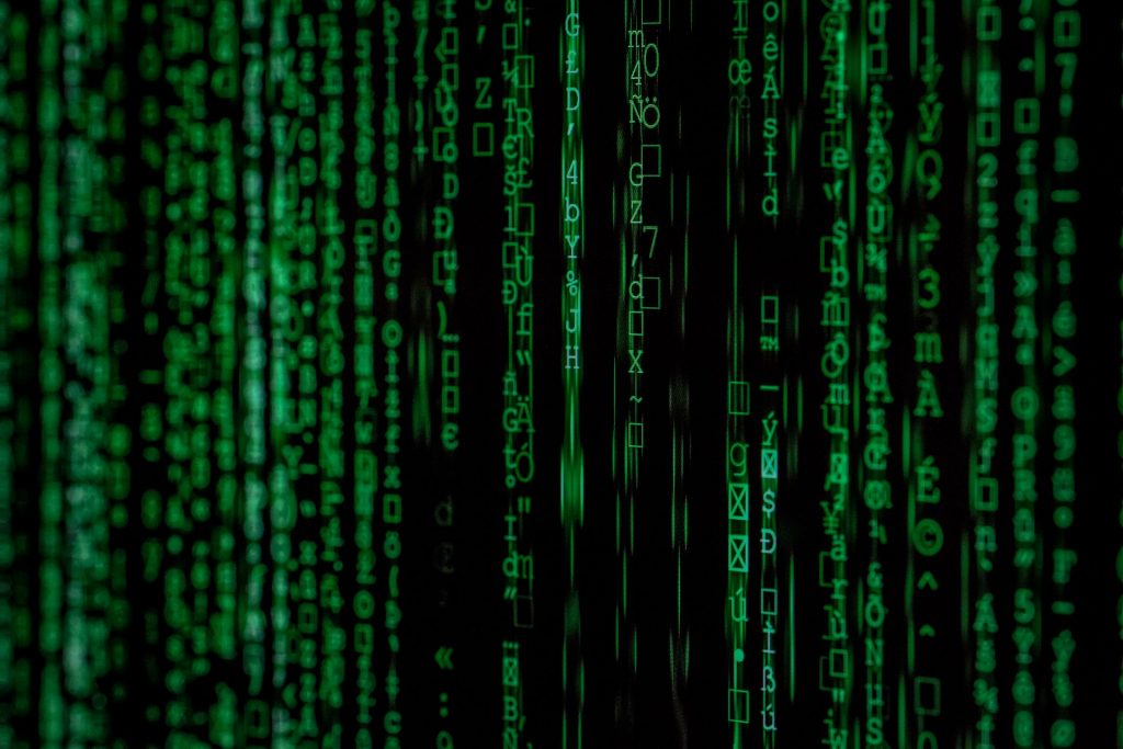 Personalization trends 2021 - Matrix code to signify tech stack.