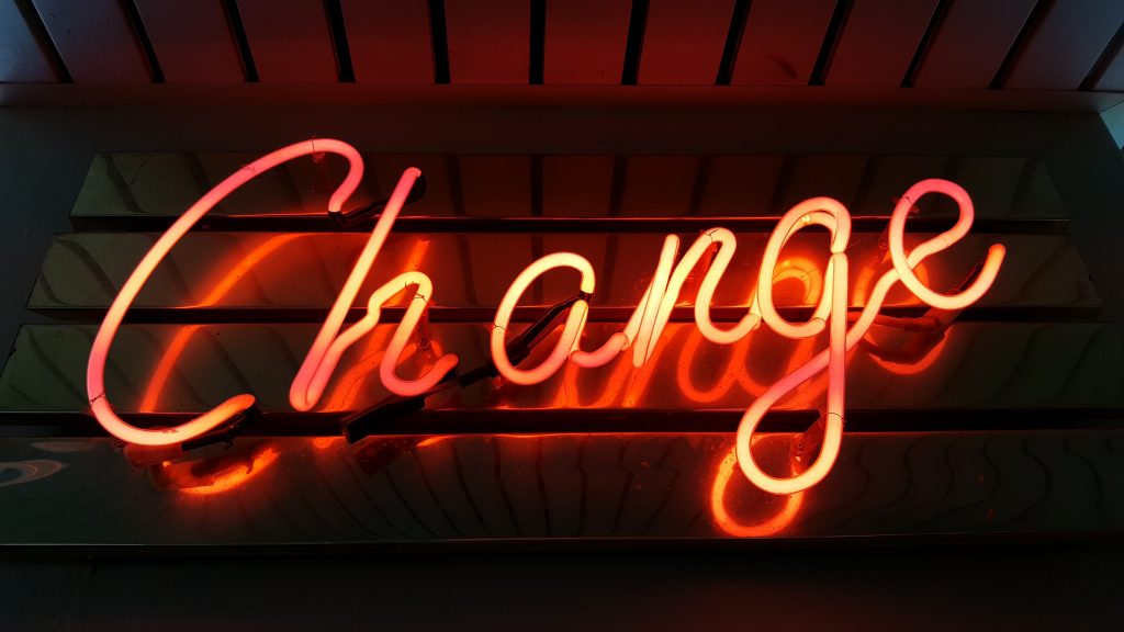 Creating an engaged organization - change neon sign image