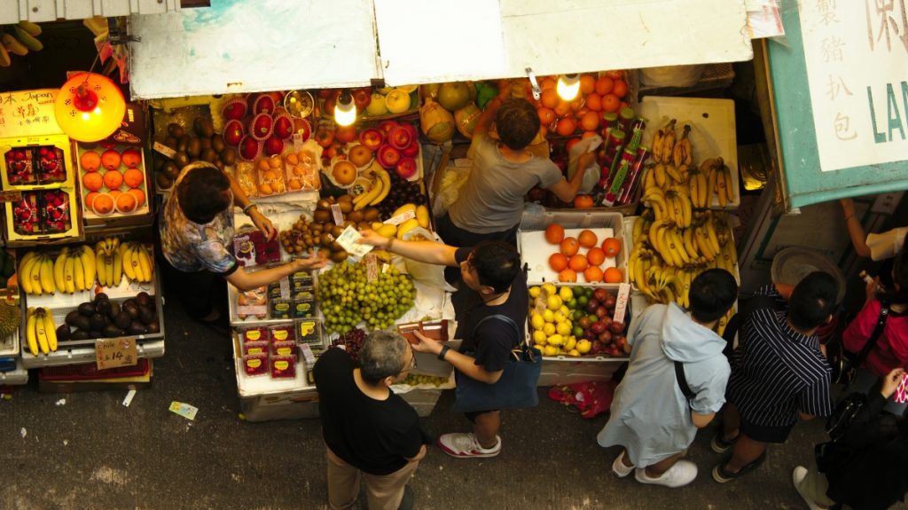A market, showing personalized customer service in action.