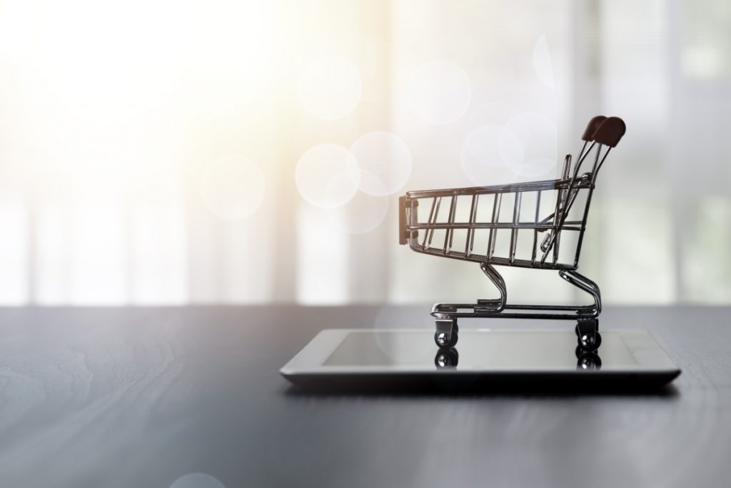 Shopping cart abandonment illustrated by an empty shopping cart on a smartphone