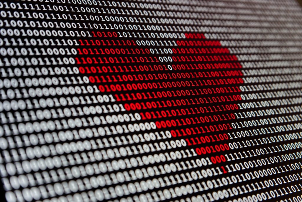 Value in first party data, image showing a heart in binary