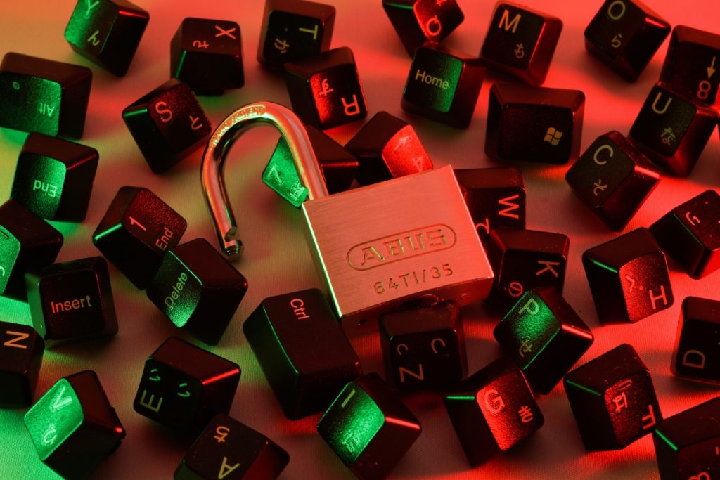 Image showing a padlock with keys from a keyboard.