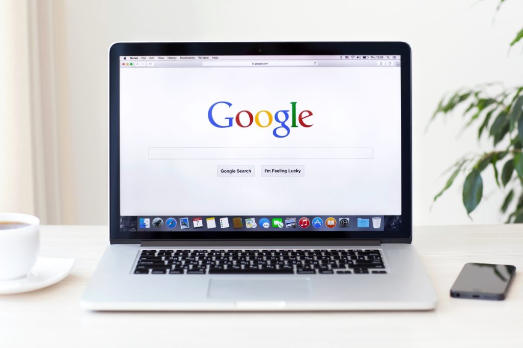 Google's Best Practices for eCommerce Sites part 2 - Macbook with Google open on the browser.