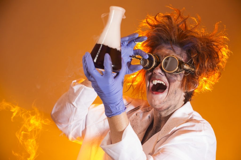 Content testing: Image of a "mad scientist" to show "testing".