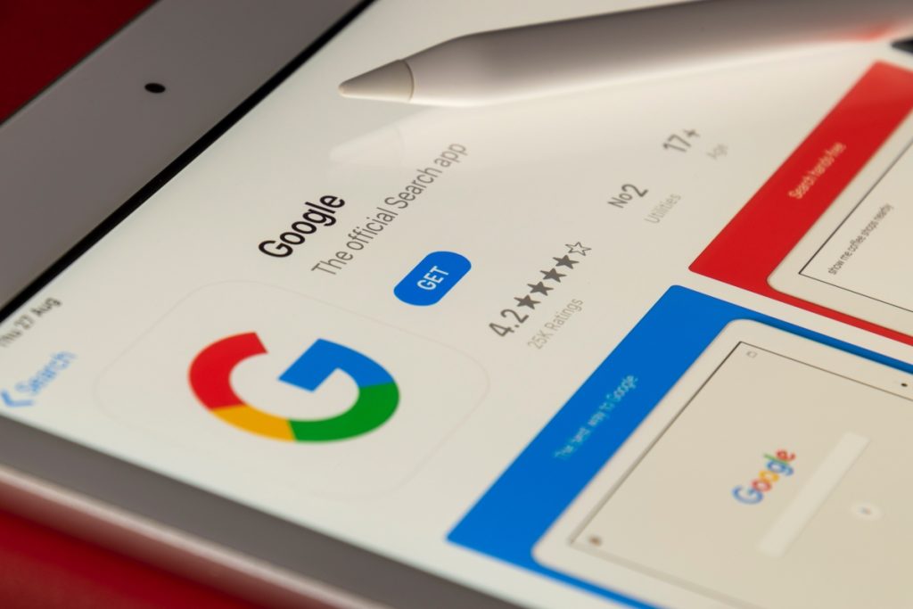Entities - Image of the google app in an app store.
