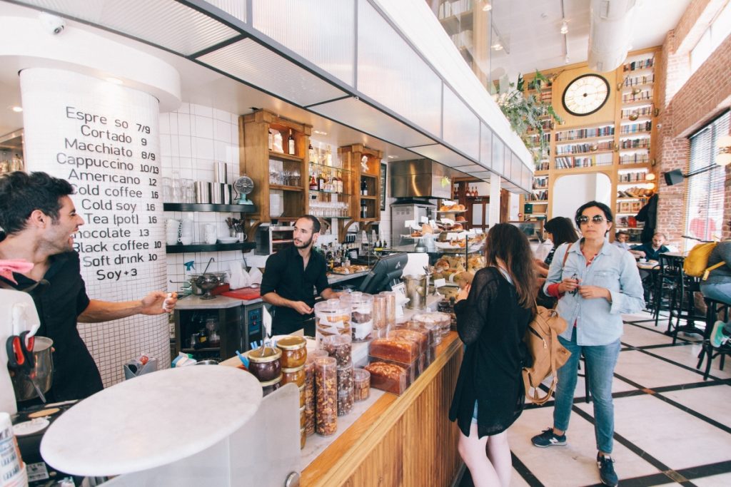 Entities - A coffee shop with customers to illustrate customer intent.
