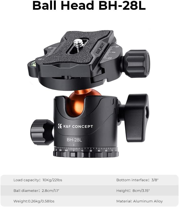 K&F Concept SA254M2 Aluminum Camera Tripod With Monopod And Ball Head Kit - KF09.089V1