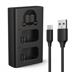 K&F Concept NP-FW50 Battery Charger with LCD Screen, Micro USB and Type-C Charger KF28.0009V1
