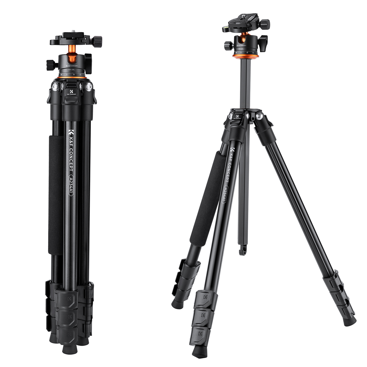 K&F Concept A234A1+BH-28L Aluminum Tripod KF09.099V1