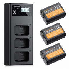 K&F Concept NP-FW50 Battery and Three Slot Charger, 3-Pack Replacement Battery for Sony KF28.0037
