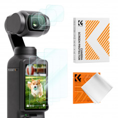K&F DJI OSMO Pocket 3, 0.3mm 9H Hardness Tempered Glass, Lens Protector & Vacuum Cleaning Cloth SKU.2231